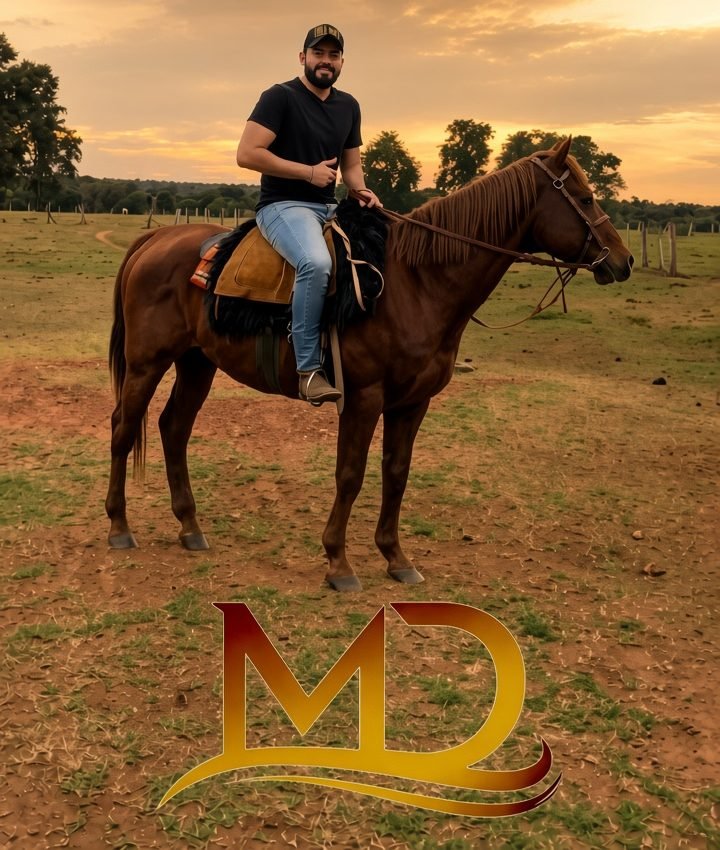 Mauricio Domingues a cavalo em fazenda de Mato Grosso do Sul