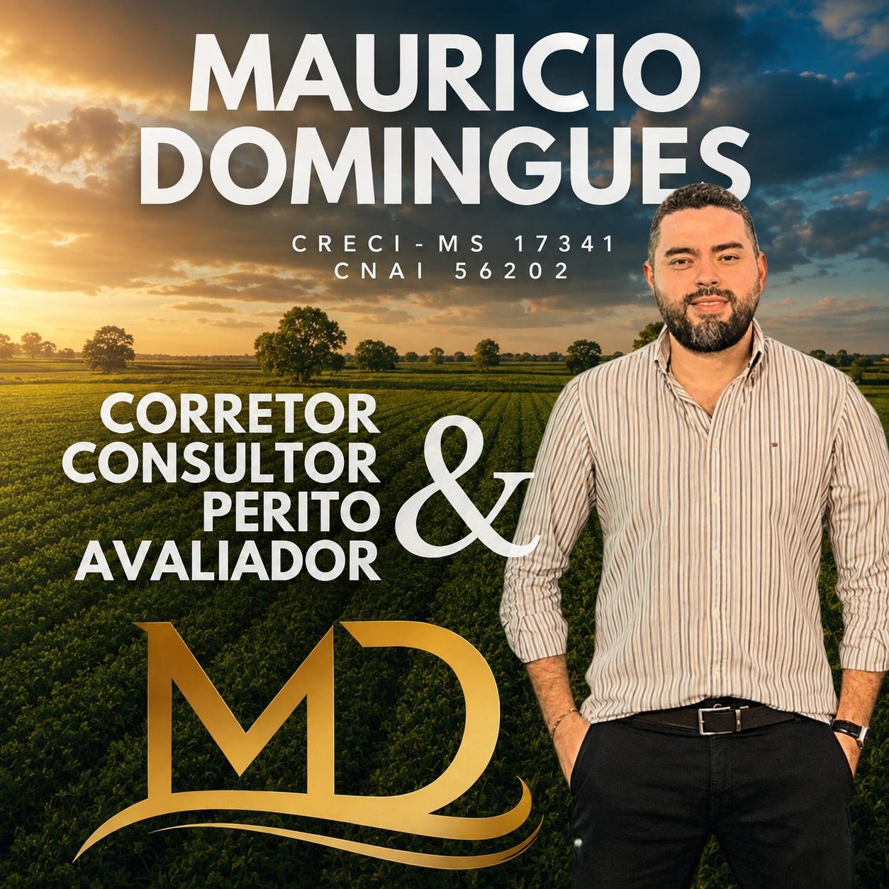 Mauricio Domingues, corretor, consultor e perito avaliador de imóveis rurais em MS